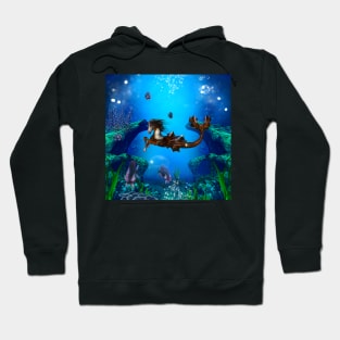 Wonderful steampunk seahorse in the deep ocean Hoodie